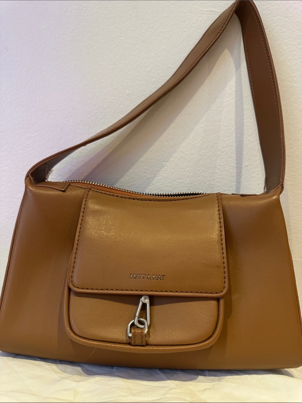 Matt & Nat Tan Shoulder Bag with Front Flap Pocket